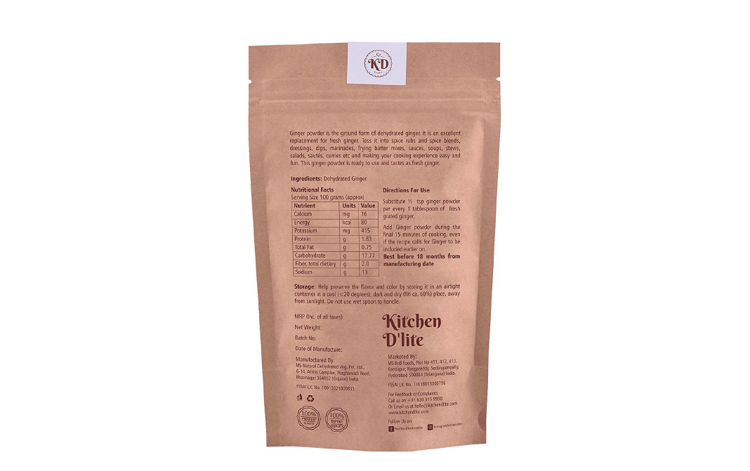 Kitchen D'lite Ginger Powder    Pack  150 grams